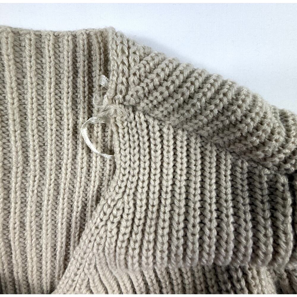 Debbie Morgan Womens Beige Knit Sweater Elbow Patch Scoop Neck Pockets M - Picture 7 of 7